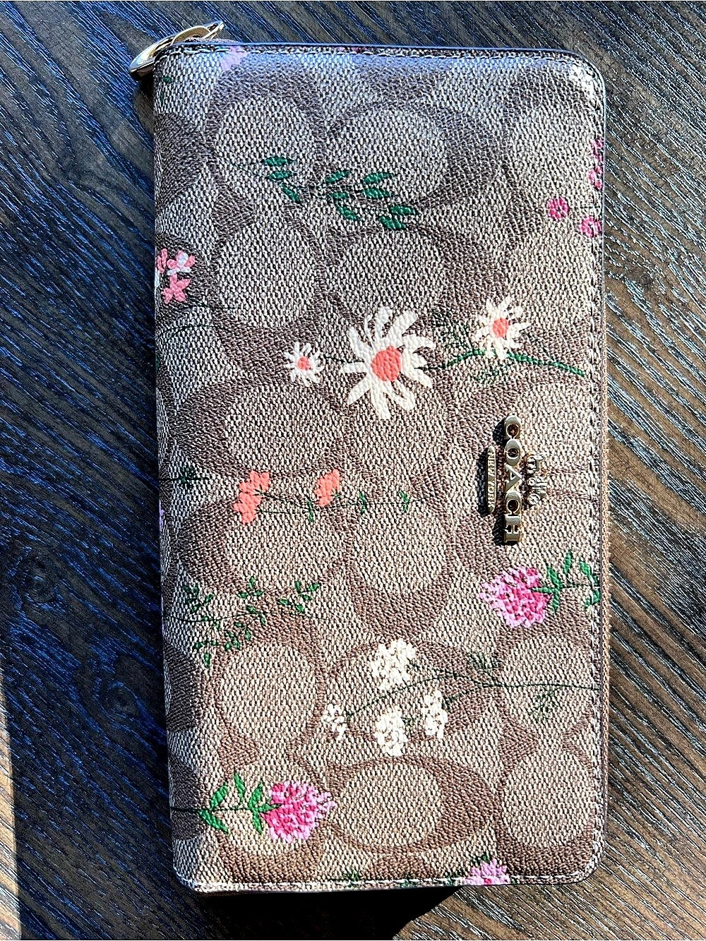 Coach Long Zip Around Wallet In Signature Canvas With Wildflower Print Floral